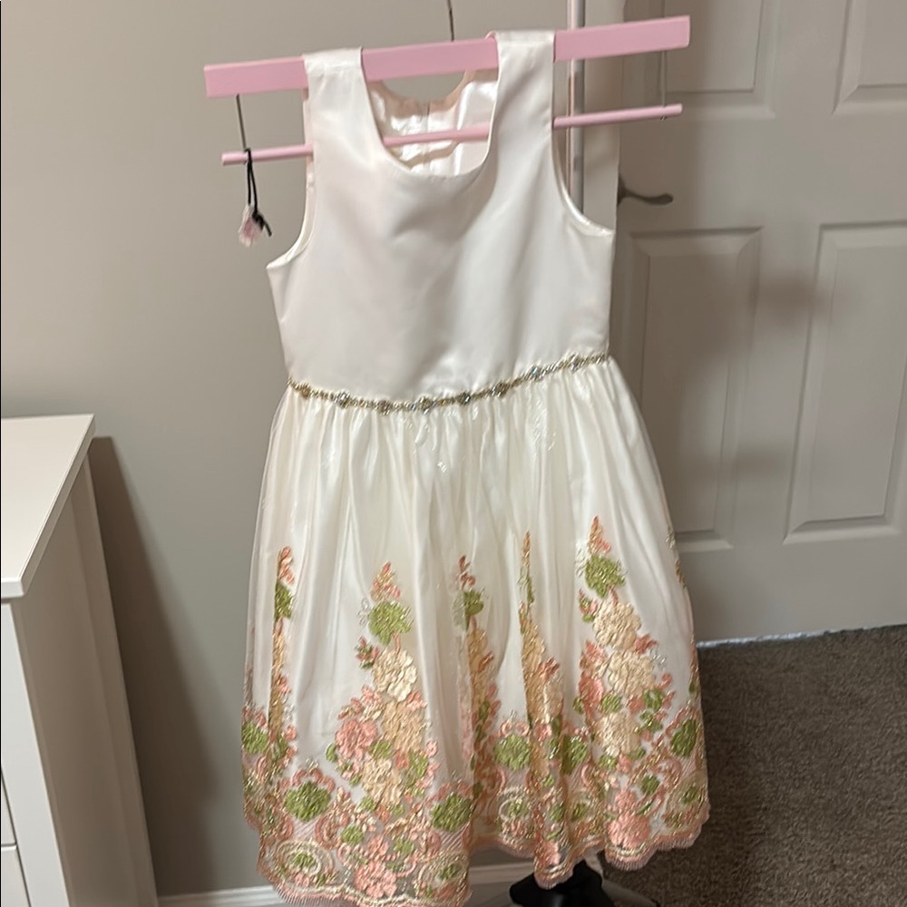 American Princess White and Orange Sleeveless Sundress